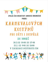 Prodej karnevalových kostýmů pro děti i dospělé - zasedací místnost úřadu městyse Vrchotovy Janovice 20.-21.02.2026